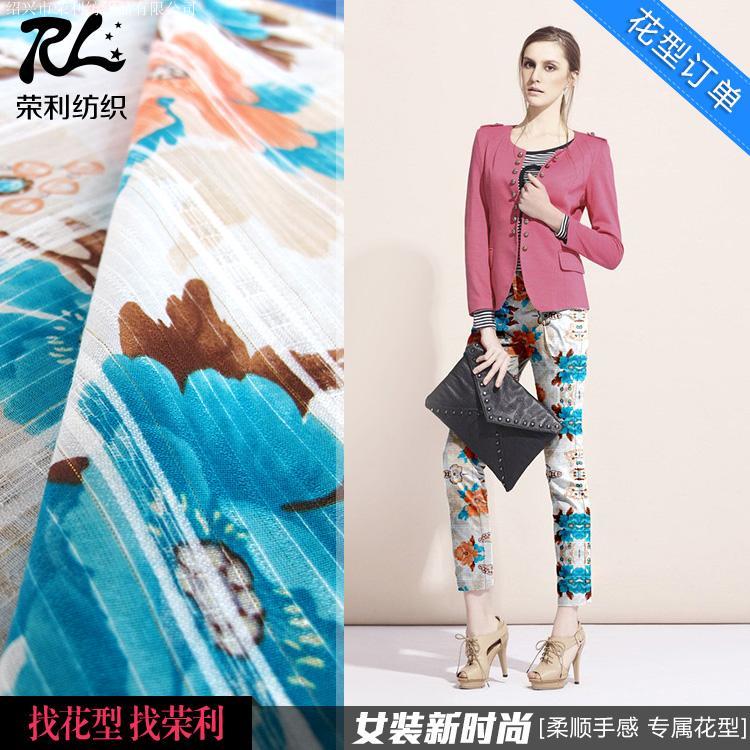 订单花型 纱罗金丝印花女装高品质潮流面料热卖花型 全球纺织网