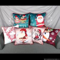 棉麻抱枕可爱卡通圣诞树雪人麋鹿老人猫头鹰沙发靠垫办公室靠垫