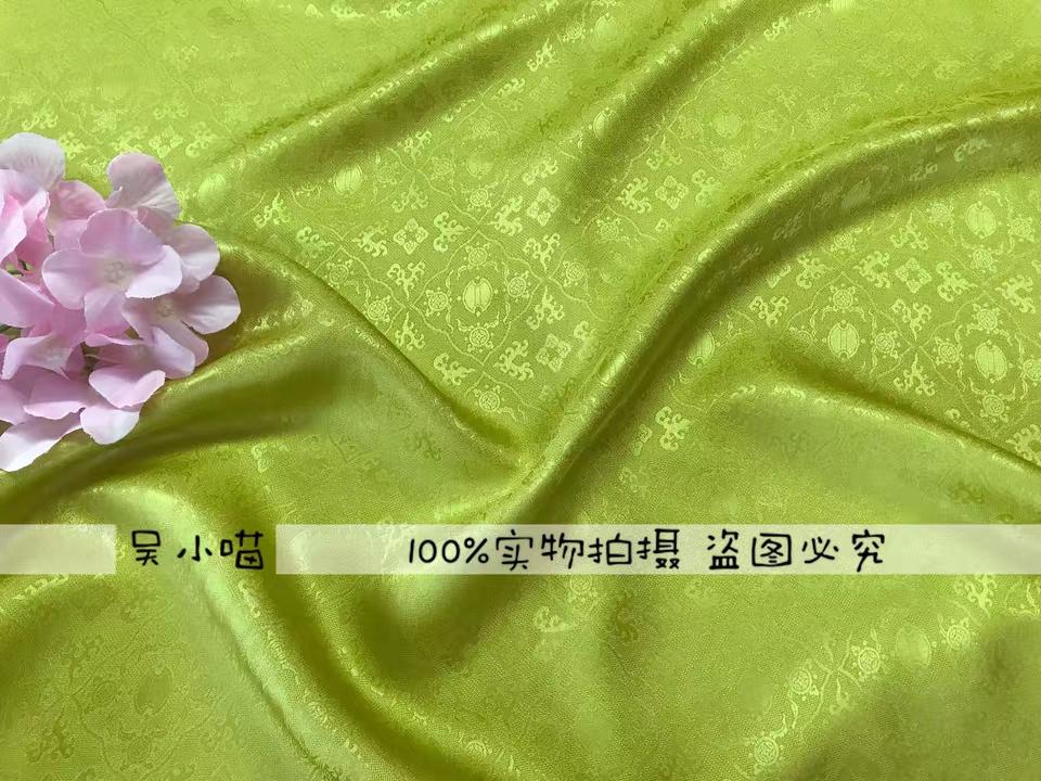 传统百分百老真丝湖绫花绫汉服面料旗袍中式布料缠枝合欢绫