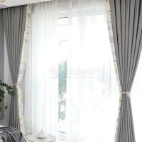 定制简约现代北欧风灰色拼接窗帘 客厅卧室棉绒麻遮光布 布艺窗帘