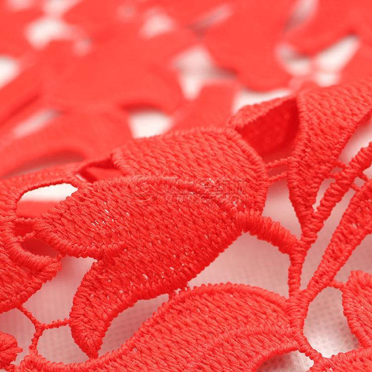 全棉水溶织绣浮花布刺绣网纱绣花布配饰礼服连衣裙绣花面料 全球纺织网