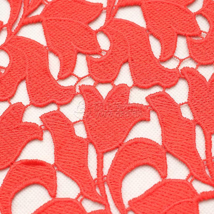 全棉水溶织绣浮花布刺绣网纱绣花布配饰礼服连衣裙绣花面料 全球纺织网