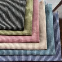 新品纯亚麻细条纹色织西装布 家纺箱包透气时尚面料布